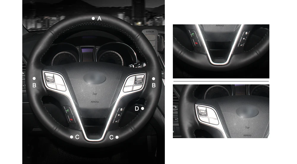 MEWANT черный натуральная кожа черный замшевый чехол рулевого колеса автомобиля для hyundai Santa Fe 2013- ix45 2013