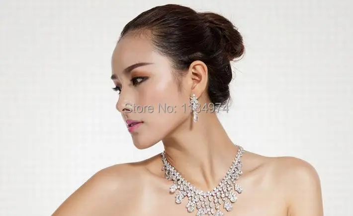 New Wedding Big Earring Long Earrings Cubic Zirconia Flower Drop Ear Rings High Quality Luxury Zircon Brand Jewelry | Украшения и