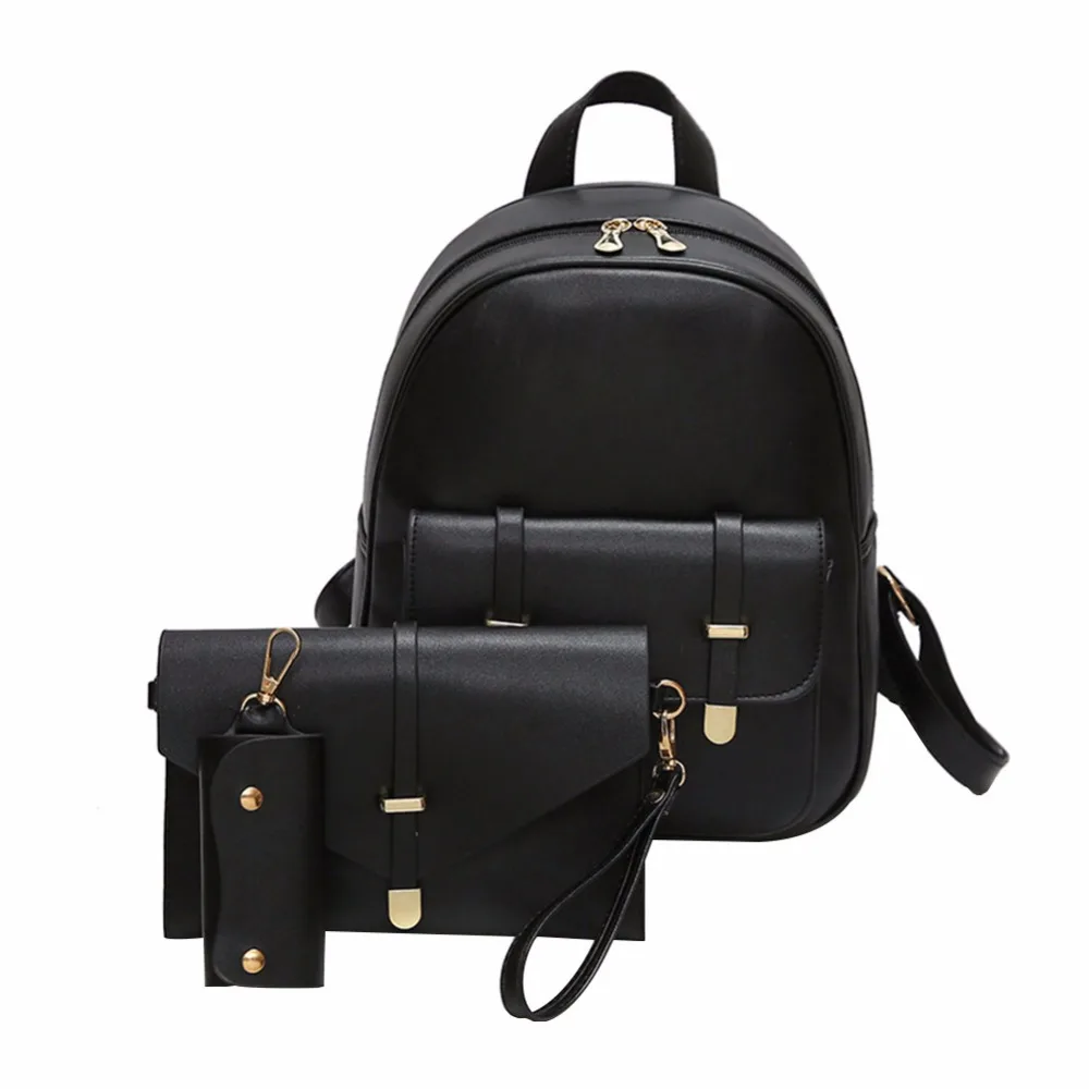 

3pcs/Set Women Pu leather backpack Girls Small Backpacks Lady Composite Bag Mochila Female school backpack sac a dos femme 2021