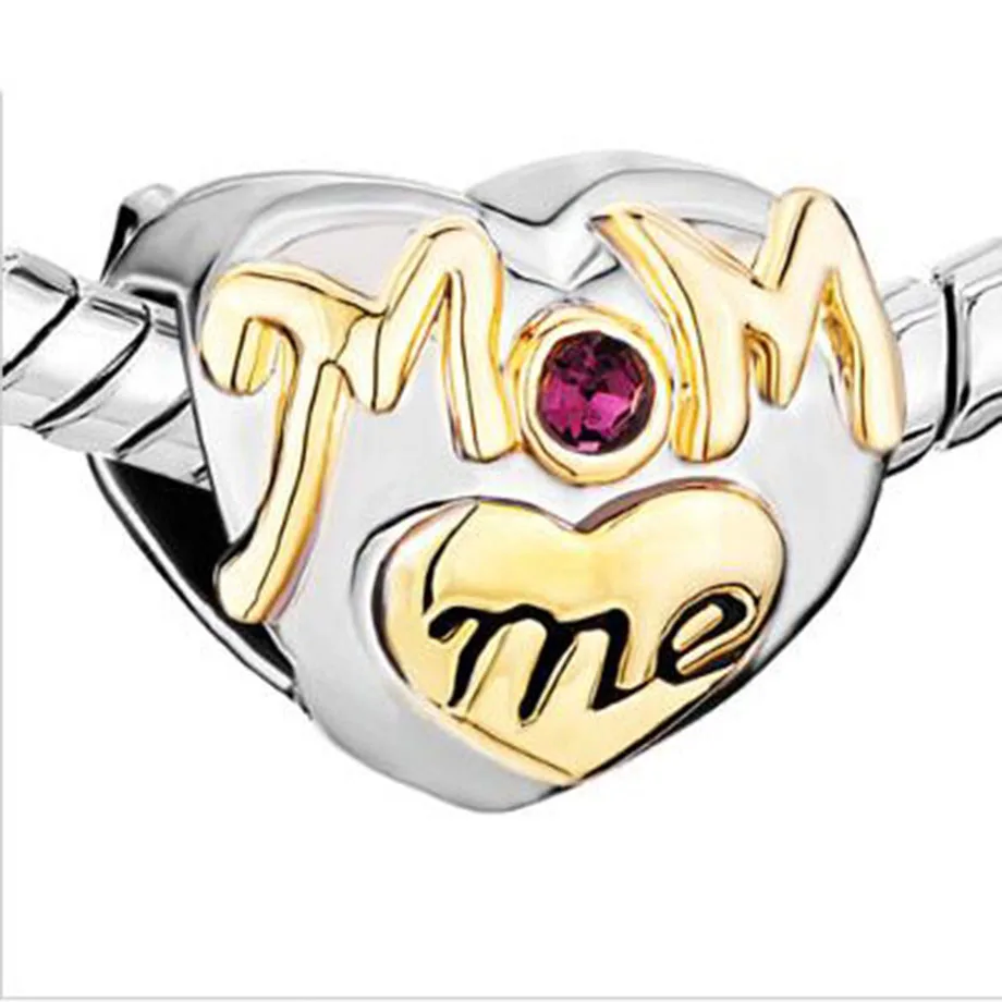 Двухцветные бусины с покрытием из горки I love you mom очаровательные в форме сердца.