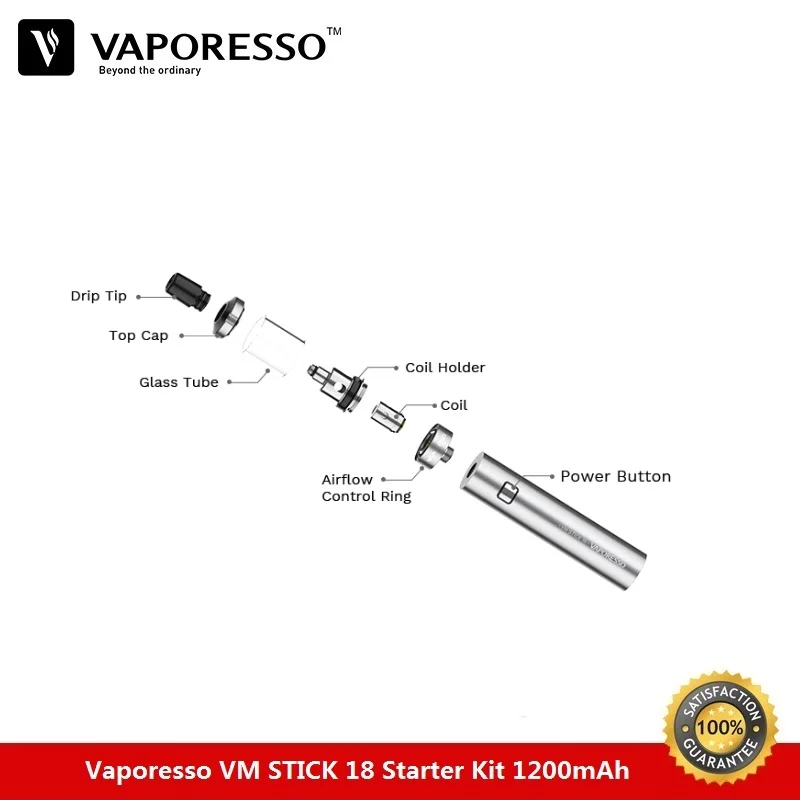 Vaporesso VM STICK 18 Starter Kit аккумулятор 1200 мАч с 2 мл Vape Tank EUC CCELL Coil Mesh Core электронная