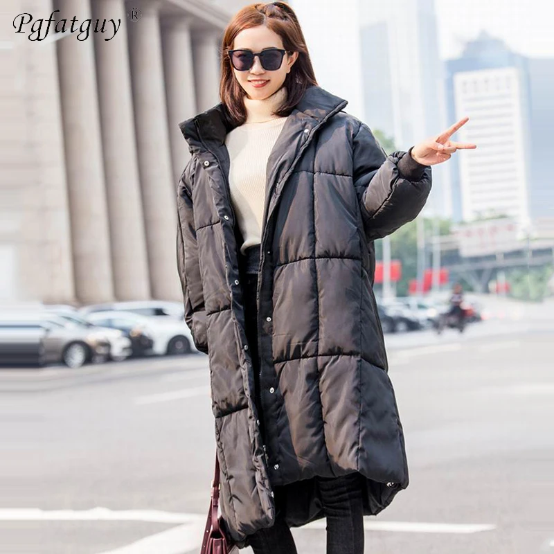 Oversize парка Для женщин 2018 зимняя куртка пальто с капюшоном женские парки толстый