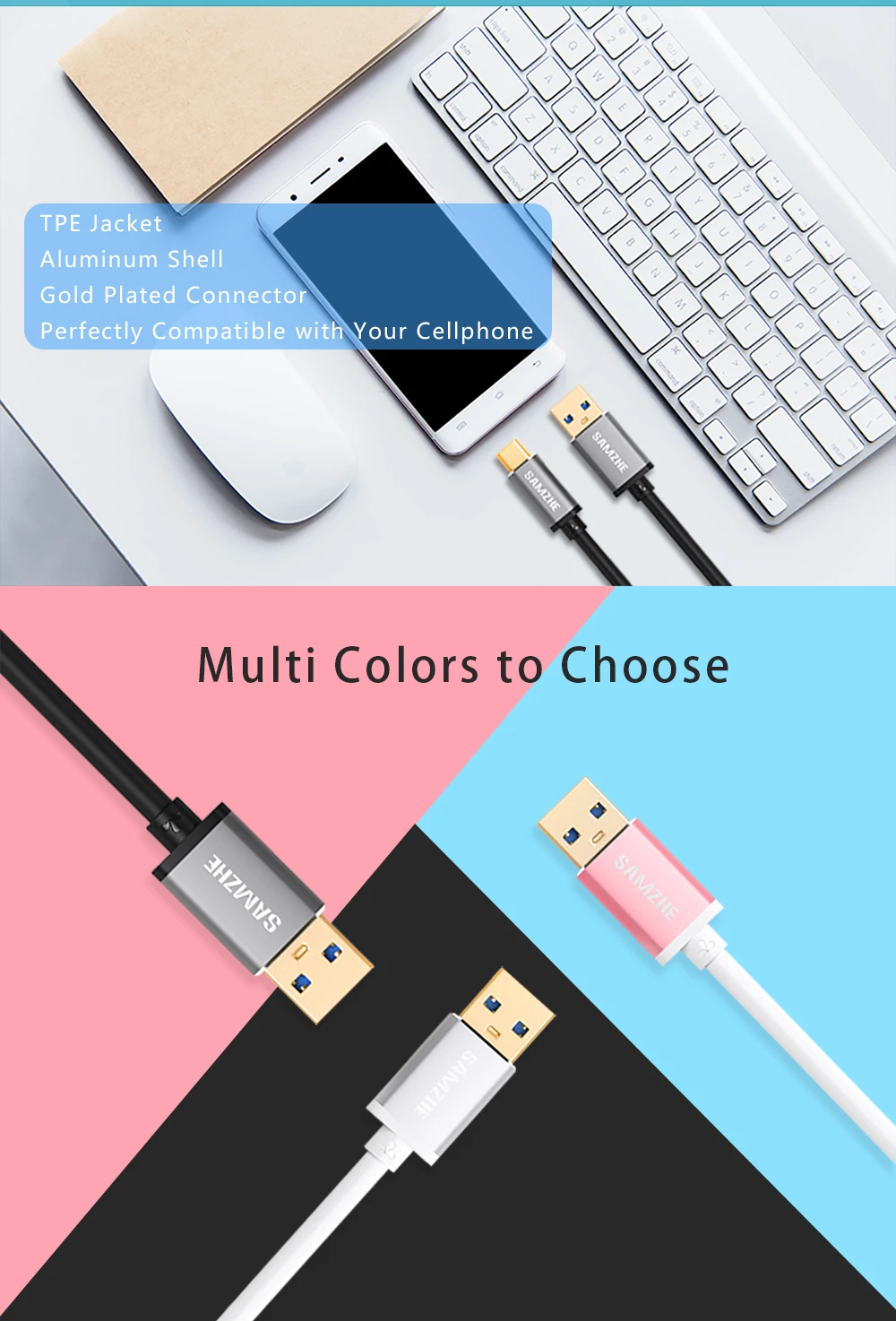 SAMZHE USB3.0 кабель для мобильного телефона type C 2.4A кабель для быстрой зарядки для Xiaomi mi 4C mi 5 4S OnePlus 2 Nexus 5 5X6 P MEIZU