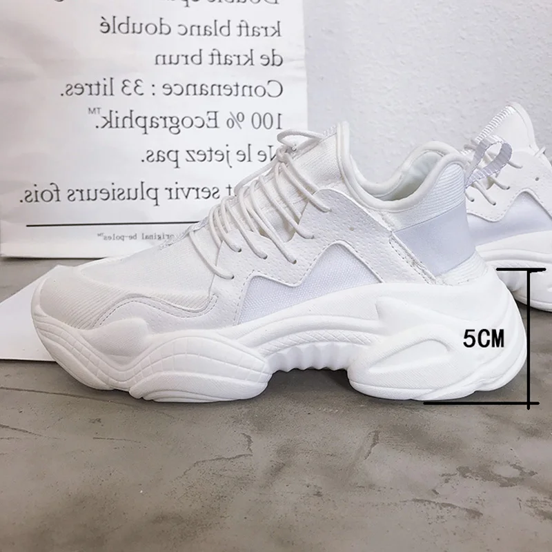 

2019 Spring Summer Women's Platform Sneakers Fashion Women Running Female Chunky Shoes Casual White Woman High Lace Up Sneakers