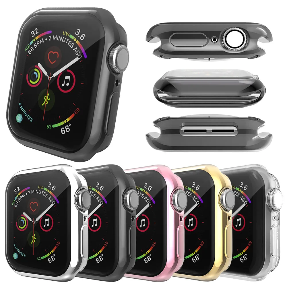 Для мужчин/Для женщин чехол для часов Apple Watch Series 5 4 3 2 Защитная крышка для наручных часов iWatch, 40/44/38 мм/42 мм Бампер Мягкий по шкале Мооса рамка края