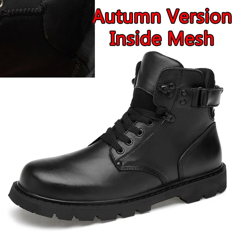Autumn Black SURGUT/; высококачественные мужские ботинки из спилка; высокие мотоциклетные ботинки; сезон осень-зима; мужские плюшевые теплые зимние ботинки; Размеры 37~ 48 - Цвет: Autumn Black