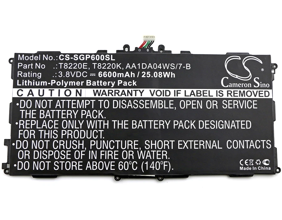 Аккумулятор Cameron Sino T8220E T8220K 6600 мА · ч для Samsung SM P600 P601 T525 T527P P605 T527P|Батареи планшетов