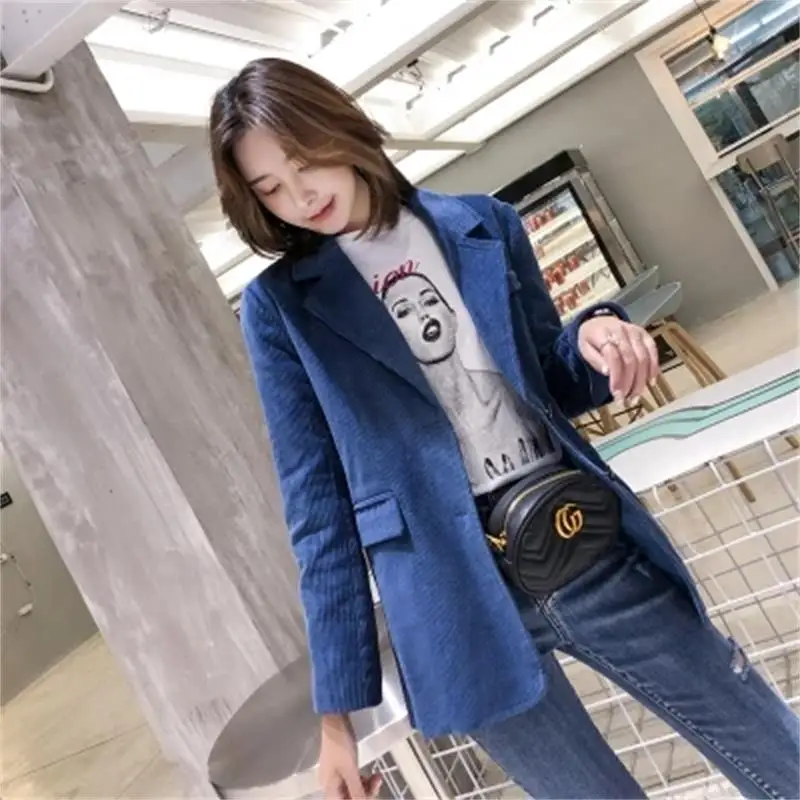 

Fashion Blazers women's suit spring New high quality casual small suit corduroy loose suit jacket female coat women Blazers