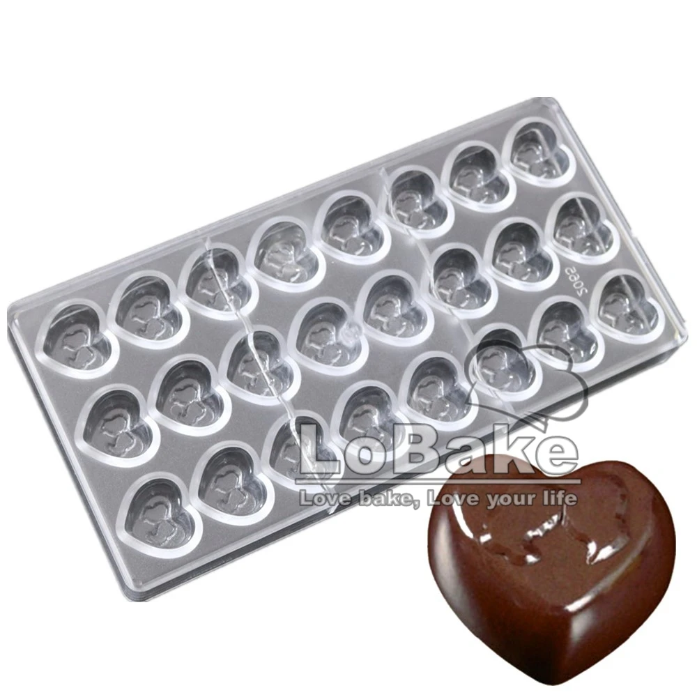 

24 cavities valentine's day heart shape with man & woman shape Polycarbonate chocolate mold for DIY sugarcraft baking supplies