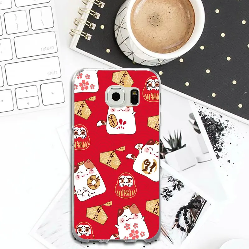 Милый мультфильм Fortune Cat Удачи для Samsung Galaxy S2 S4 S5 S6 S7 S8 S9 Edge Plus Примечание 2 3 4 5 8