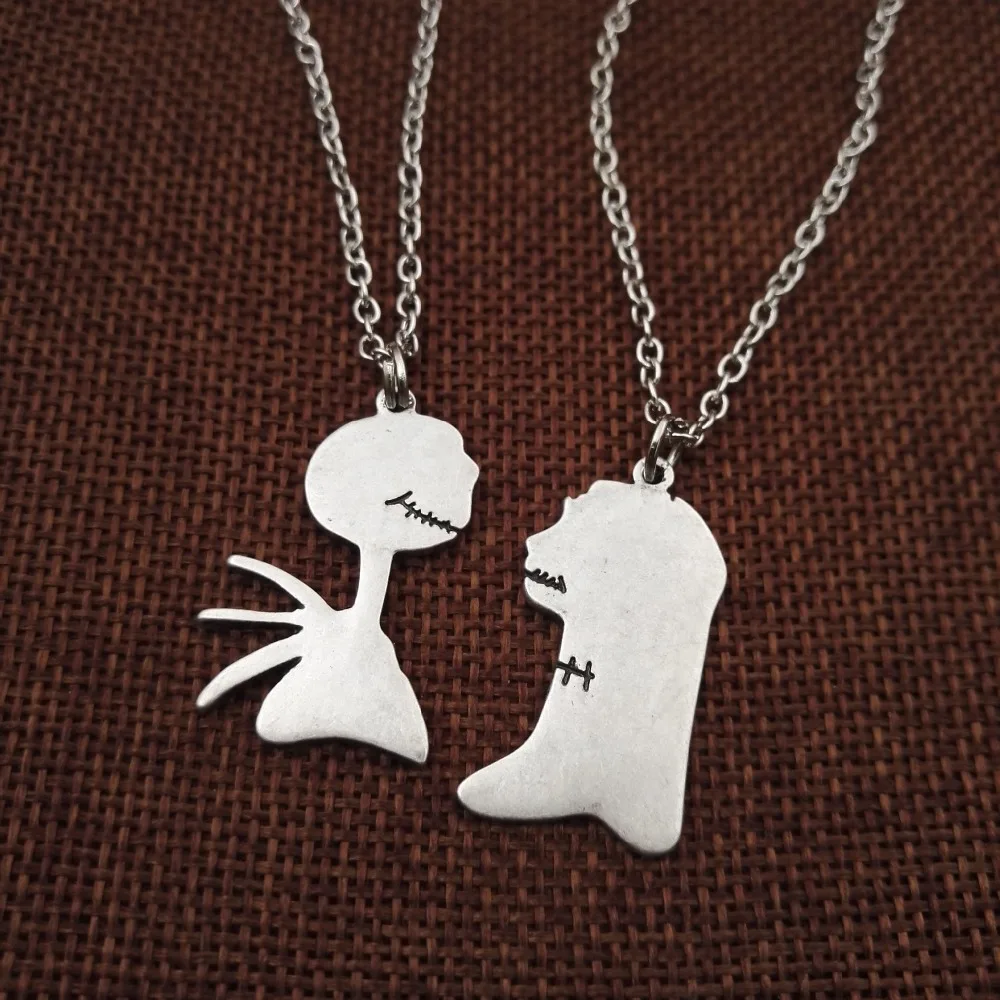 1 pair Clay Jack &amp Sally Best Friends Couples Necklaces Nightmare Before Christmas SanLan | Украшения и аксессуары