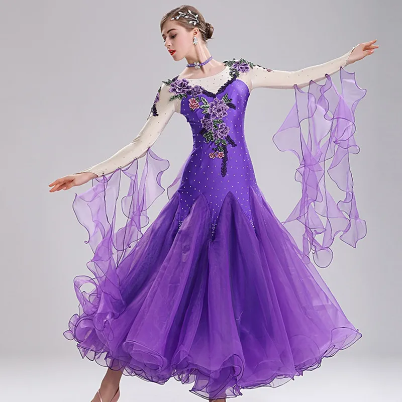 Стандартное фиолетовое платье для вальса|Бальные танцы| |