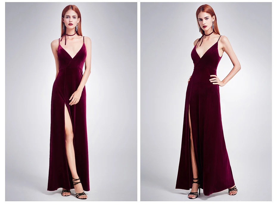 Robe De Soiree сексуальные велюровые вечерние платья Ever Pretty 07181 с глубоким v-образным вырезом Элегантные Бархатные вечерние платья сезона зима-осень