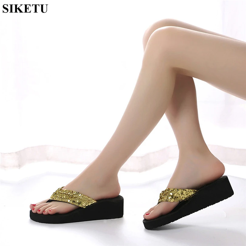 SIKETU/банные туфли женские босоножки на платформе вьетнамки танкетке Sapato Feminino