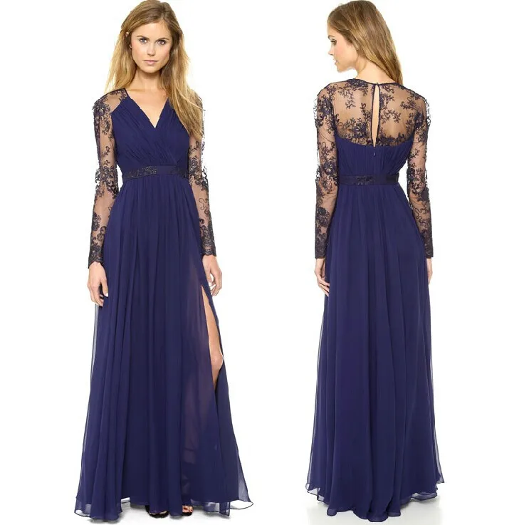 2015 нью-макси ну вечеринку кружевном платье для женщин богемского шифон кружева