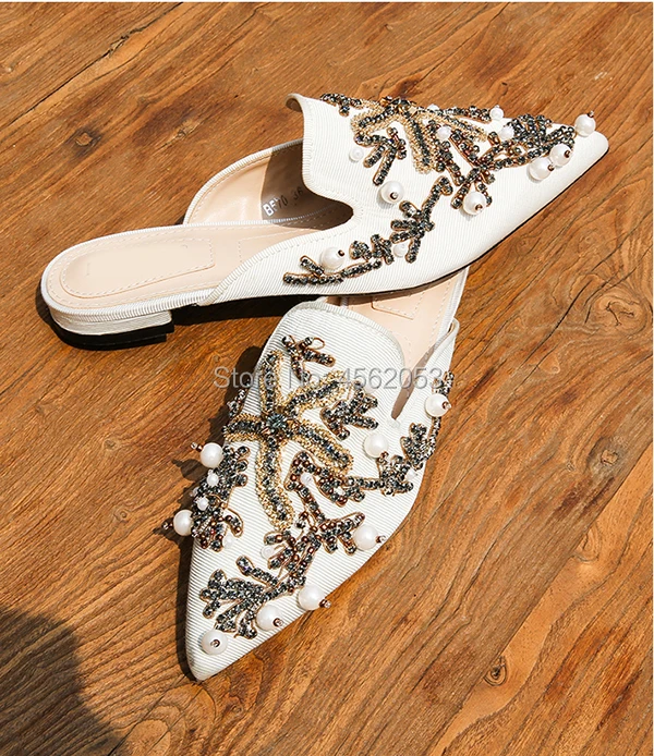 KALMALL/Дизайнерские роскошные женские мюли Zapatos Mujer Обувь с вышивкой и