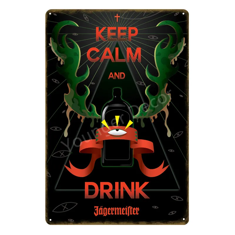 YD0020 Спиртовой напиток Jagermeister голова оленя плакат Классическая Настенная Наклейка домашний бар Декор винтажная металлическая табличка виски вино жестяная вывеска YD002 - Цвет: YD0020