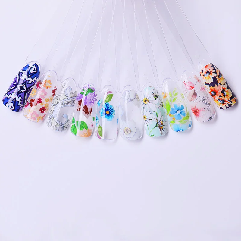 10 Rolls/Set 10Pcs Nail Foil Set Transparent flower AB Color Transfer Sticker DecorationsMix Designs | Красота и здоровье