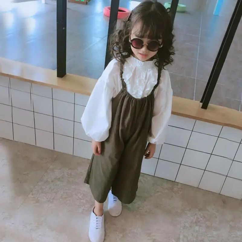 Комплект одежды для маленьких девочек на весну и осень белая хлопковая блузка +