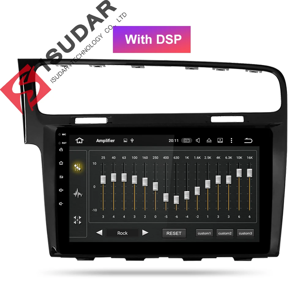 Isudar Автомагнитолла 1Din с Сенсорным 10.1 Дюймовым Экраном на Android 8.1 для VW/Volkswagen/Golf 7