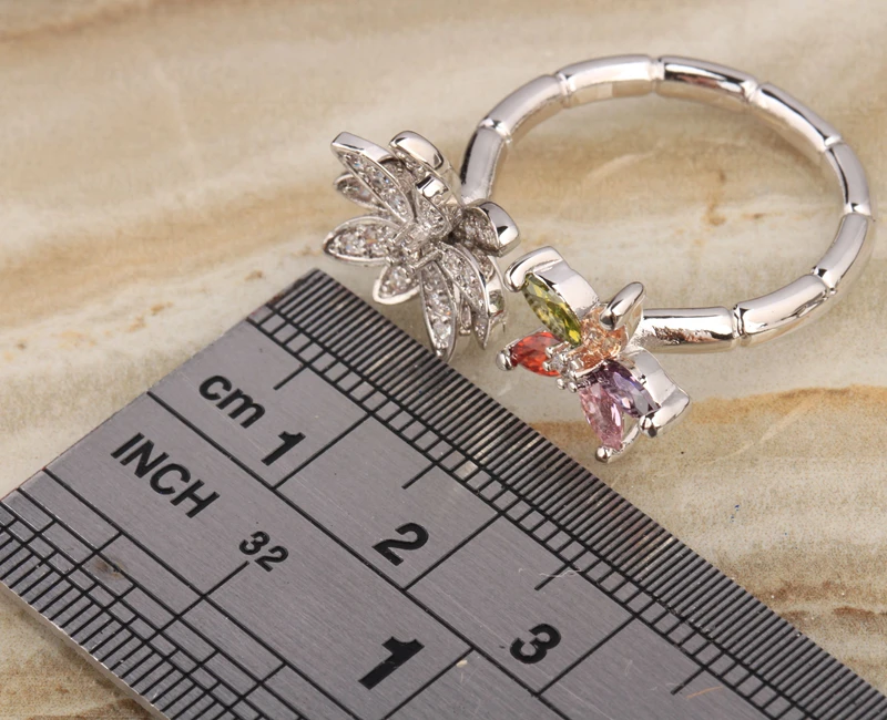 Мода 2016 года цветы Форма Многоцветный Morganite Гранат Для женщин партии Jewelrys 925