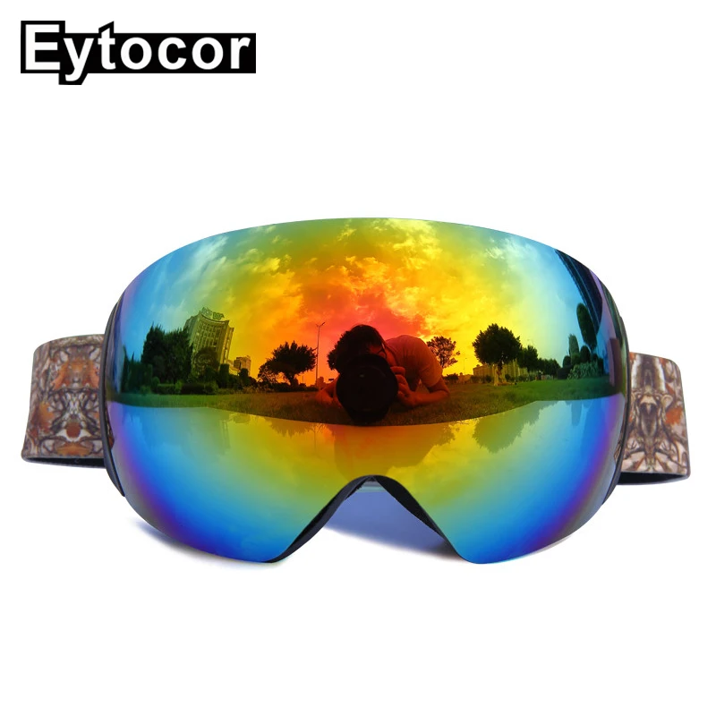 EYTOCOR профессиональные UV400 Мужские и женские зимние очки двухслойные Унисекс