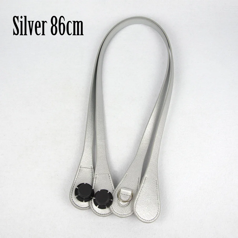 Silver 86cm Новинка, тонкие ручки 51 см, 86 см, с d-образной пряжкой, с Каплевидным концом, искусственная кожа, ручки для OBag, цепочка, подвеска для EVA O Bag Body - Цвет: Silver 86cm