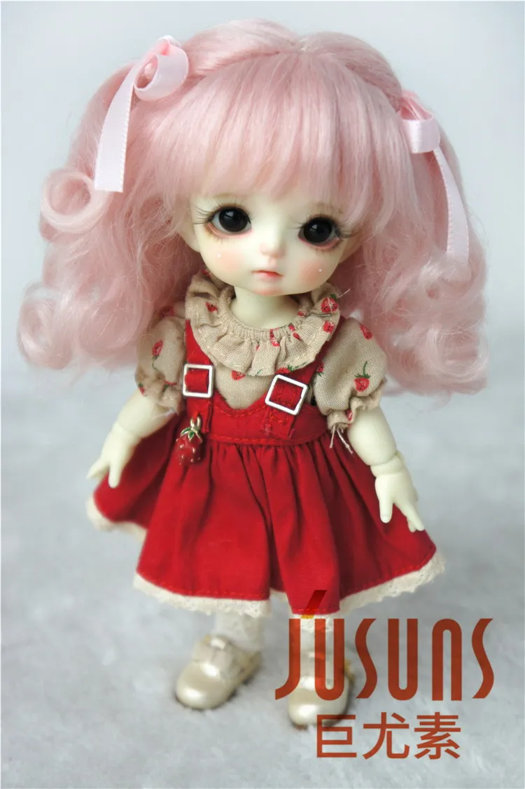 JD187 1/8 1/6 длинные мягкие волнистые с 2 пони BJD мохеровые парики Размер 5-6 дюймов 6-7 дюймов кукольные Парики Модные кукольные аксессуары - Цвет: 5-6inch Pink
