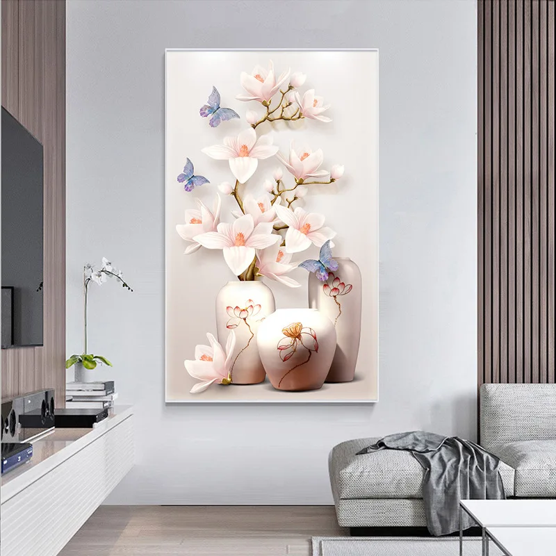 5D Diamond Painting Magnolia vase butterfly Full Embroidery Cross Stitch Rhinestone Mosaic Sale Deco | Дом и сад