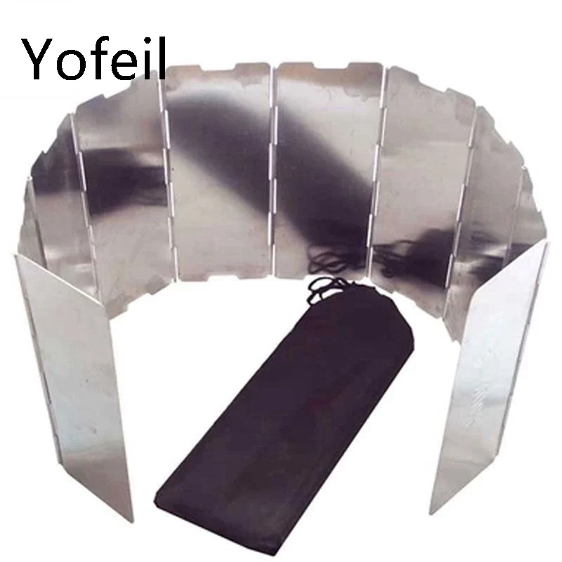 Yofeil 8 тарелок складной для кемпинга готовки плиты газовой ветрозащитный экран из