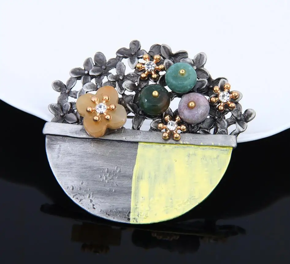 Ancient Tin Bouquet Pendant Flower Pot Charm Stone For DIY Necklace Jewelry | Украшения и аксессуары