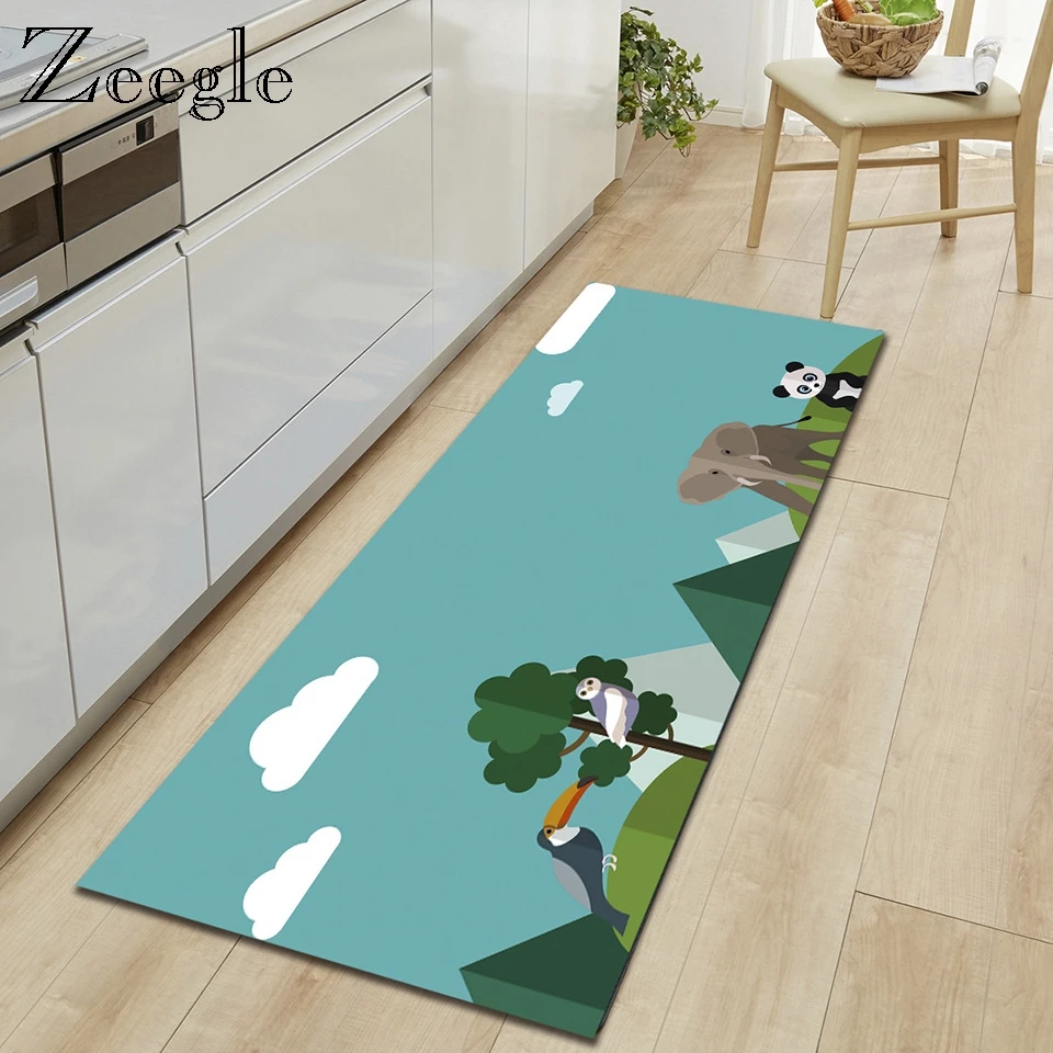 Zeegle мультяшный узор кухонные коврики Придверные для прихожей коврик пола