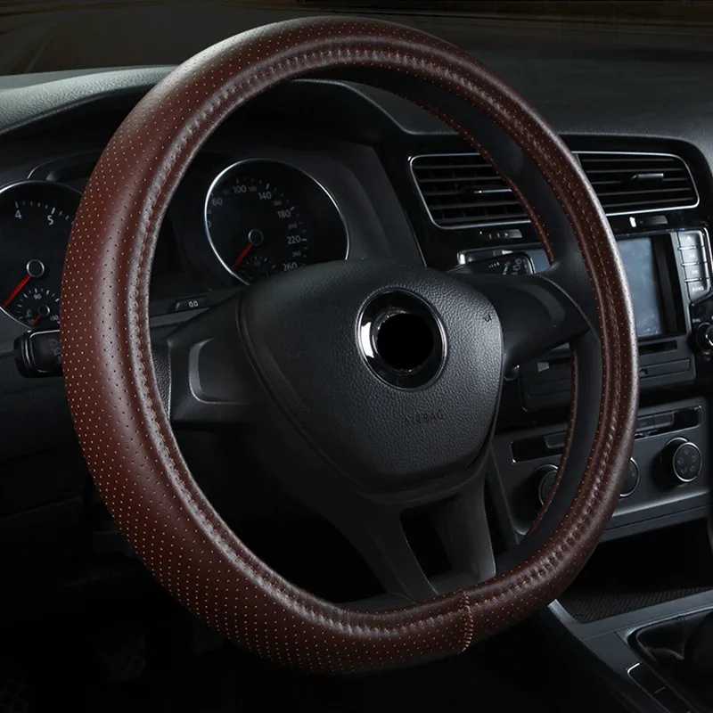 hole coffe Чехол рулевого колеса автомобиля кожа D форма кольца для Kia Sportage Optima K5 Volkswagen VW Golf 7 GTi Mk7 Scirocco Sagitar Lavida - Название цвета: hole coffe