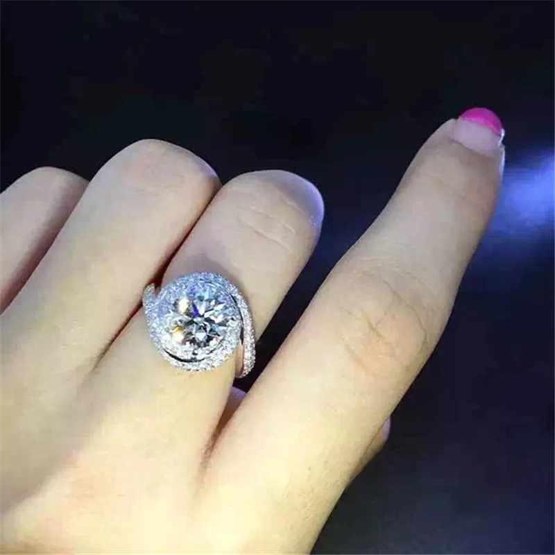 Модные через обручальные кольца для женщин 925 стерлингового серебра AAAAA cz