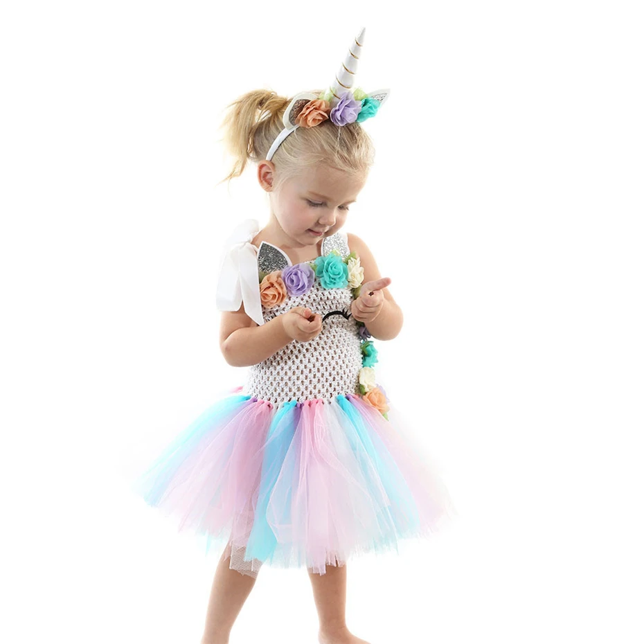 Rainbow Unicorn Dress Girl Tutu Little Princess Baby Party Costume Outfit Robe Fille Vestidos | Детская одежда и обувь