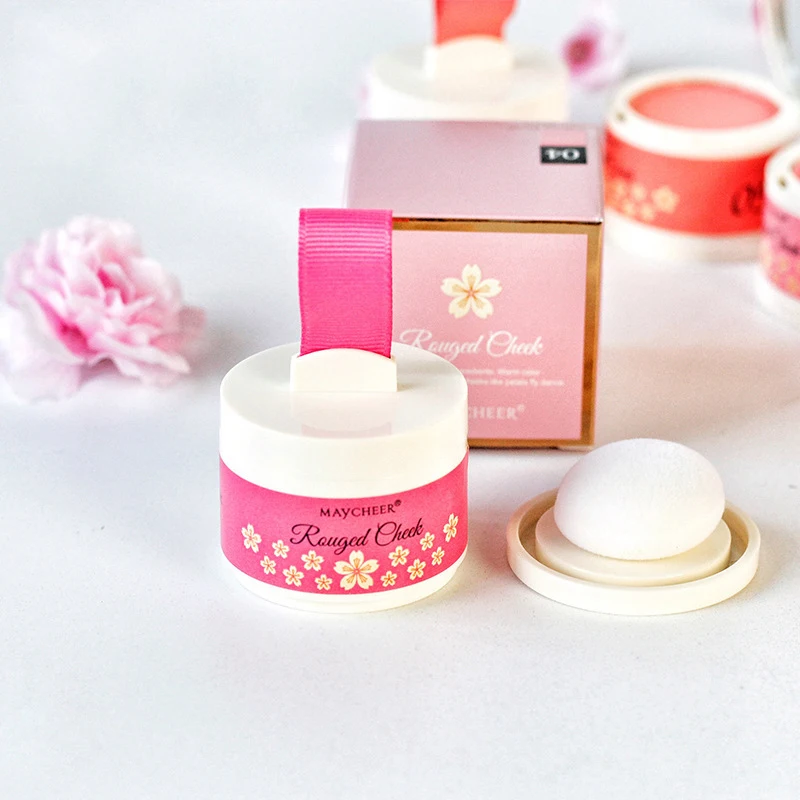 Палитра для румяны персиковая вишня Румяна с пышными кистями естественный