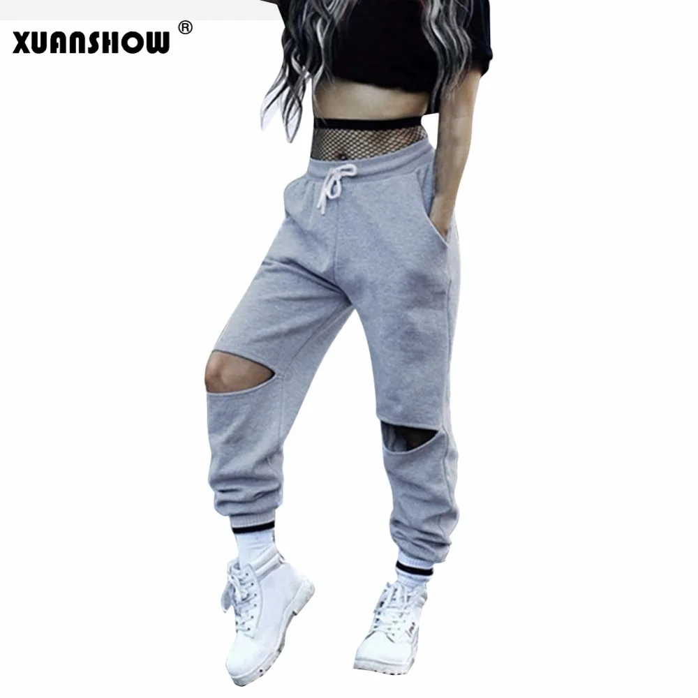 Женские хлопковые брюки XUANSHOW Свободные повседневные уличные длинные с широкими