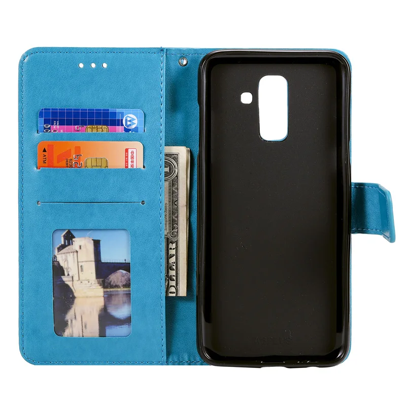 Чехол кошелек с откидной крышкой и совой для мобильного телефона Samsung Galaxy A6 Plus 2018