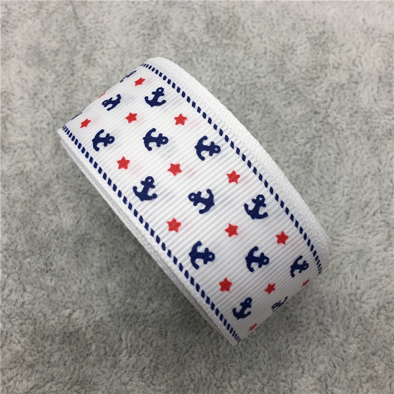 Бант для волос с принтом якоря лента Гро-Гро шитья 5 ярдов/партия 1 дюйм (25 мм)