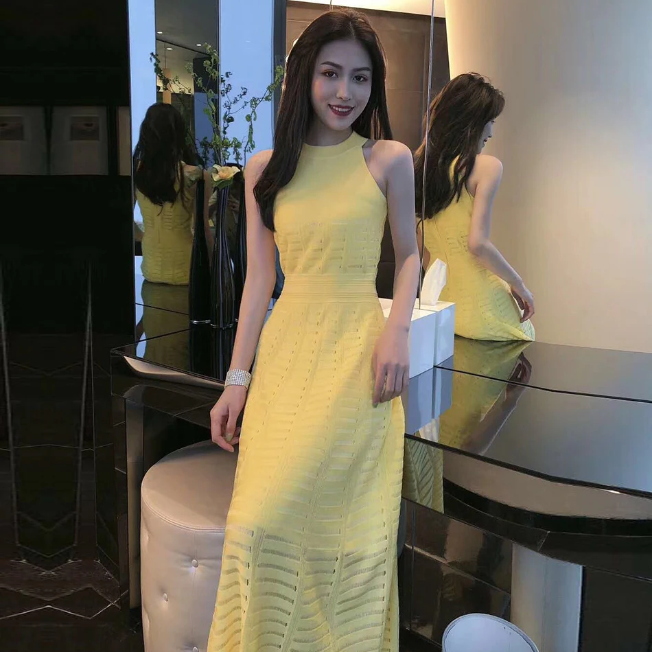 ADYCE новое летнее желтое Бандажное платье для женщин Vestido сексуальное без рукавов