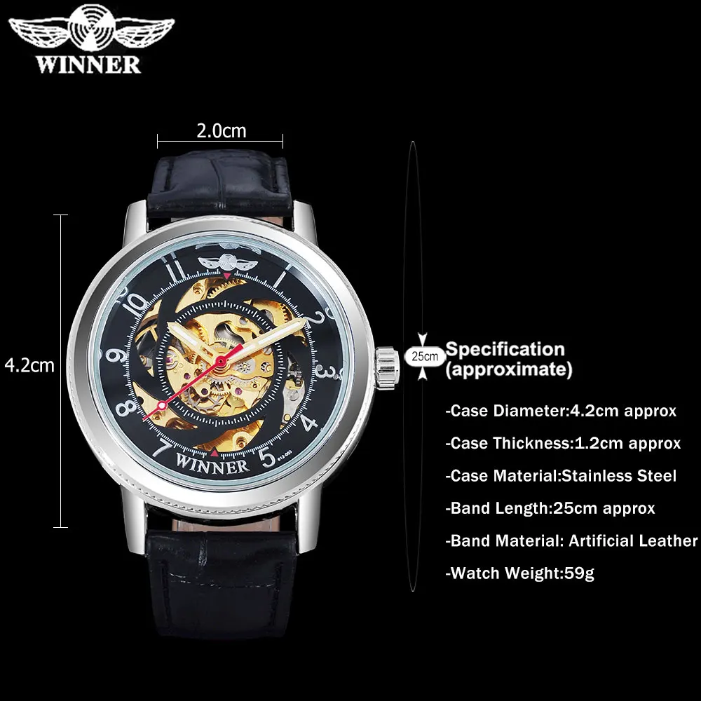 Часы-скелетоны WINNER Мужские механические люксовый бренд модные спортивные