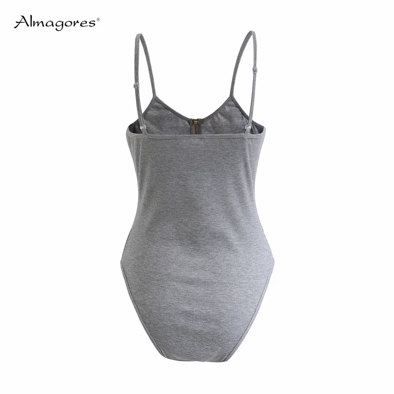 Almagores Спагетти ремень передняя молния спинки боди Для женщин 2018 Лето Bodycon бретели