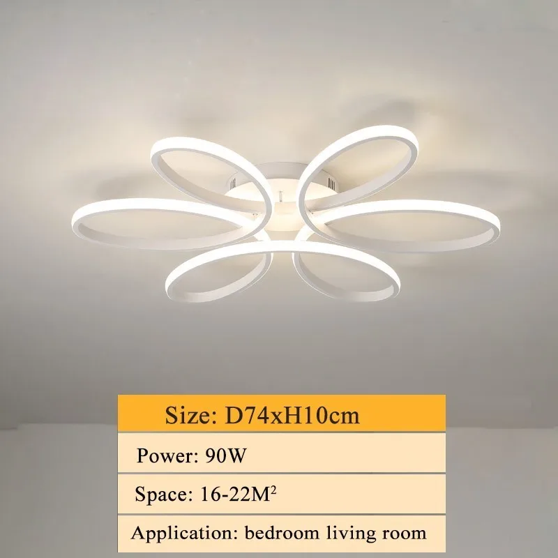 Modern led chandelier lighting for living room bedroom dining room indoor home lustre chandelier lamp AC90v-260v lampadario - Цвет абажура: D74xH10CM 90W