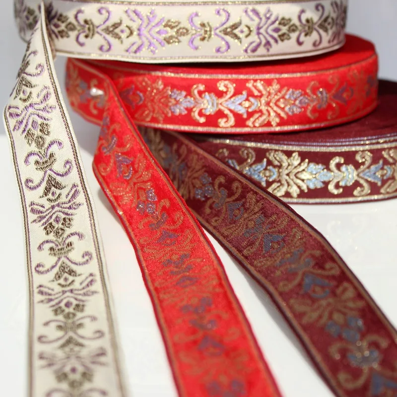 oriental floral embroidery ethnic jacquard webbing woven tape lace trim ribbon 3.3cm collar tribal boho DIY garment accessory | Дом и сад