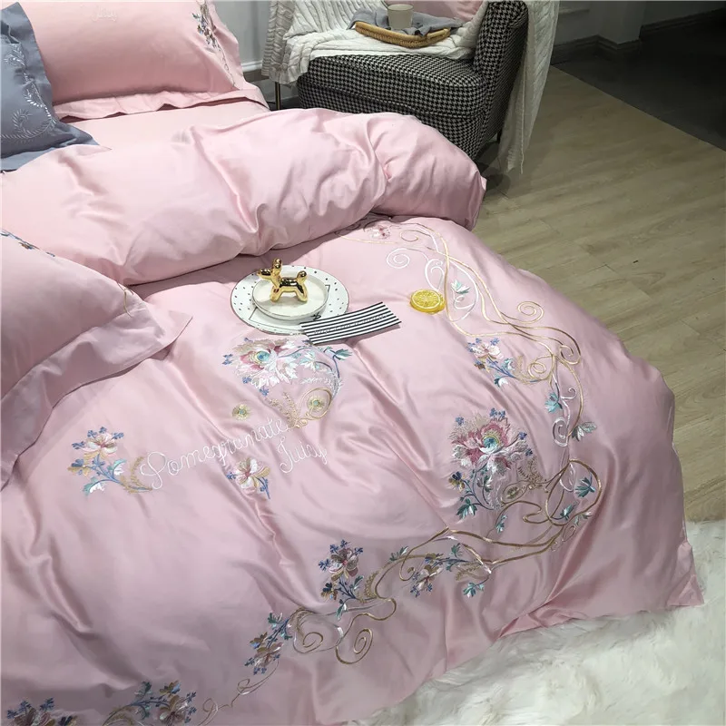 Little Daisy embroidery Bedding Sets girls Beddingset egyptian cotton Bed Linen Duvet Cover Bed Sheet Pillowcase/bed Sets 4/7pcs