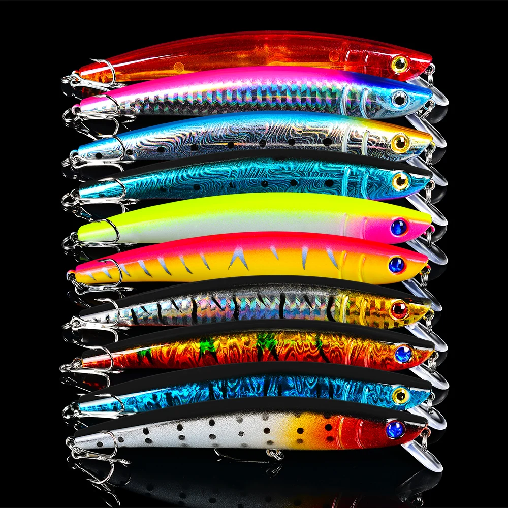 Sunlure 10 шт. Topwater Minnow рыболовная приманка пластиковая жесткая воблеры 11 5 см г