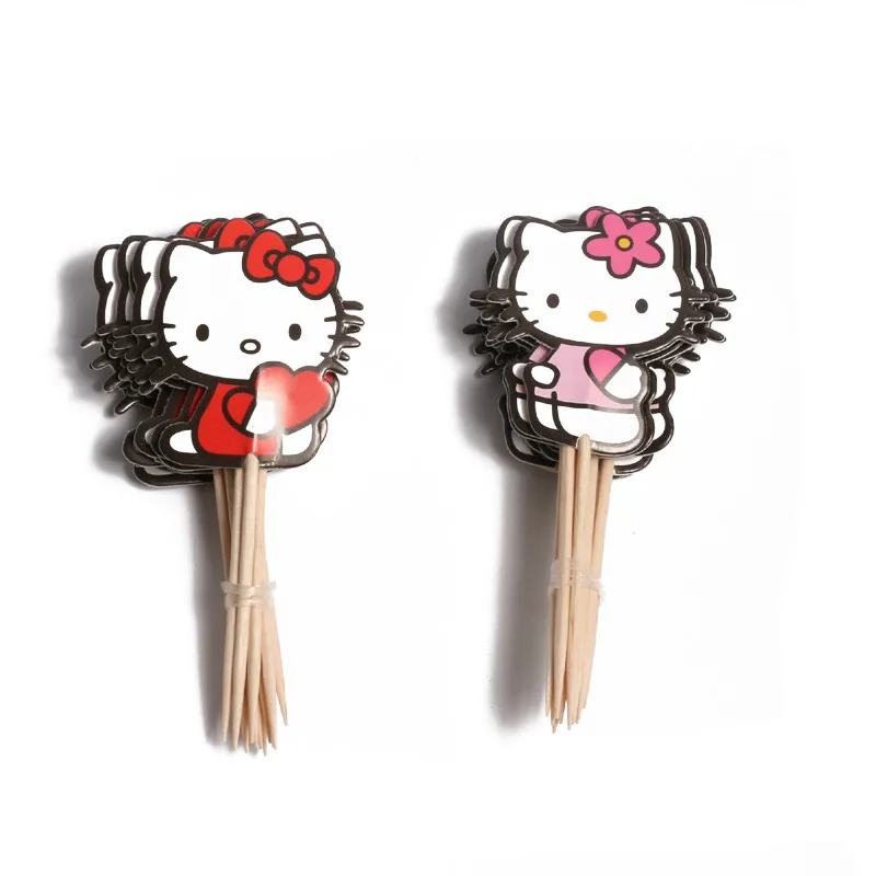 24 шт./компл. мультфильм Hello Kitty кекс Топпер выбрать день рождения украшения малыш