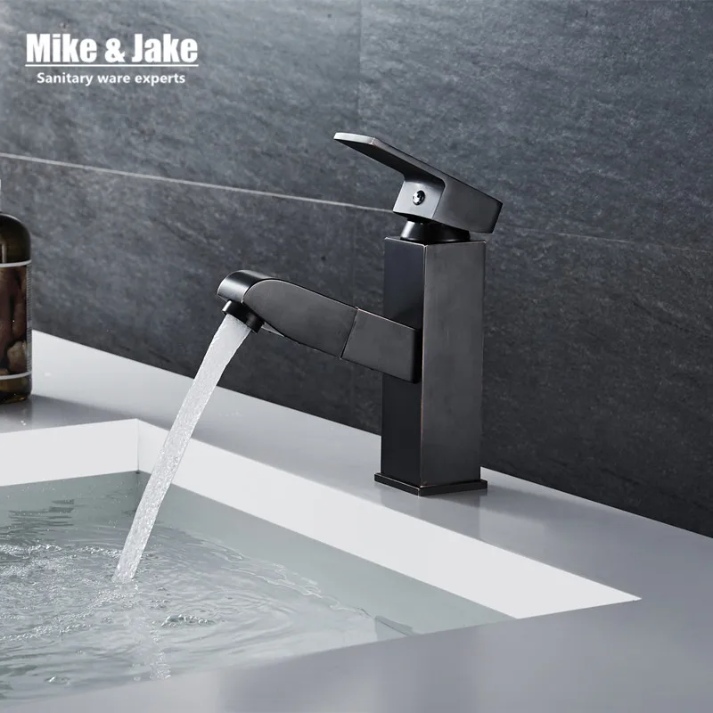 Вытяжной черный смеситель для раковины ванной комнаты вытяжной распылитель душа