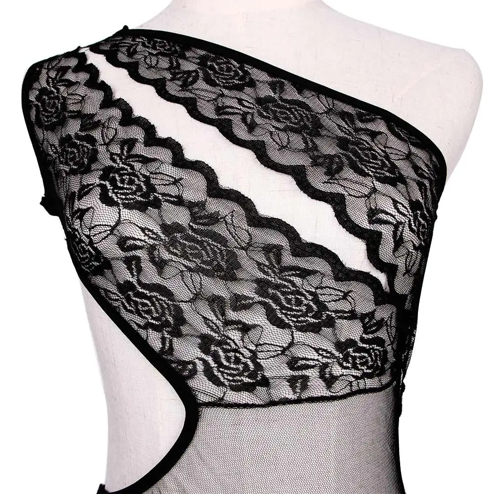 Sexy Women Bodysuit Lingerie Floral Lace Transparent Babydoll Black Mesh Sheer Nightwear Exotic Sleepwear | Тематическая одежда и