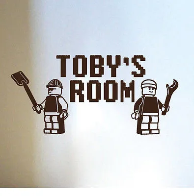 Съемный стикер лего с именем для спальни мальчиков наклейка на стену